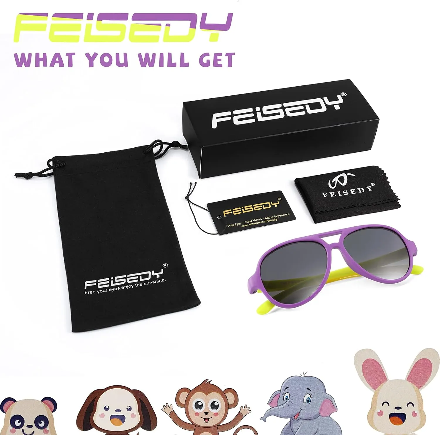 FEISEDY Toddler Aviator Polarized Sunglasses Flexible Frame Cute Baby Boys Girls Age 0-6 Rubber Outdoor B2789