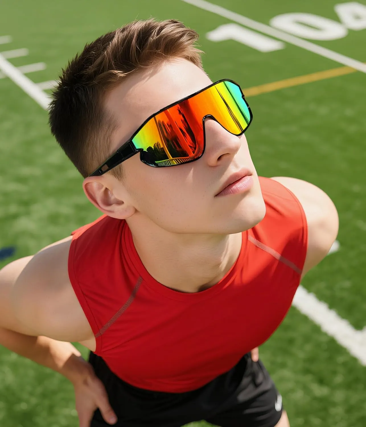 FEISEDY Unisex Youth Sunglasses, Teens Baseball Tennis Sunglasses, UV400 Sports Boys Girls Cycling Shades B4064