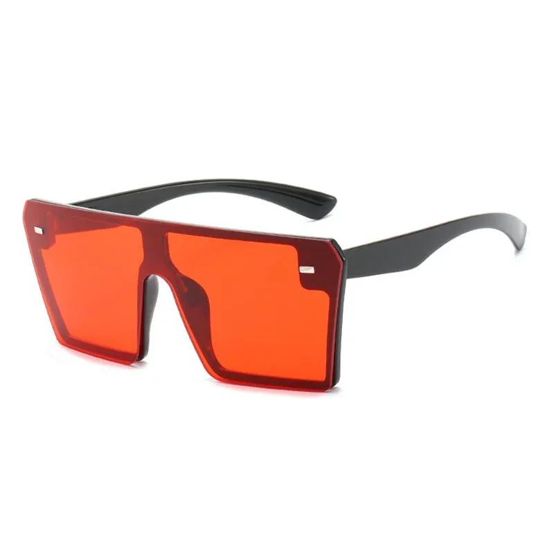 Female Big Box Colorful Mercury Sunglasses Retro Square Personality Sunglasses Conjoined Metering Goggles