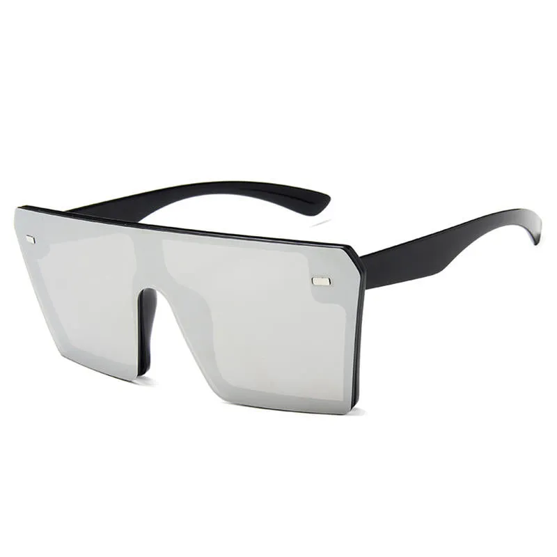 Female Big Box Colorful Mercury Sunglasses Retro Square Personality Sunglasses Conjoined Metering Goggles
