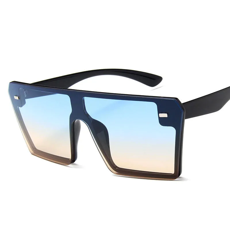 Female Big Box Colorful Mercury Sunglasses Retro Square Personality Sunglasses Conjoined Metering Goggles