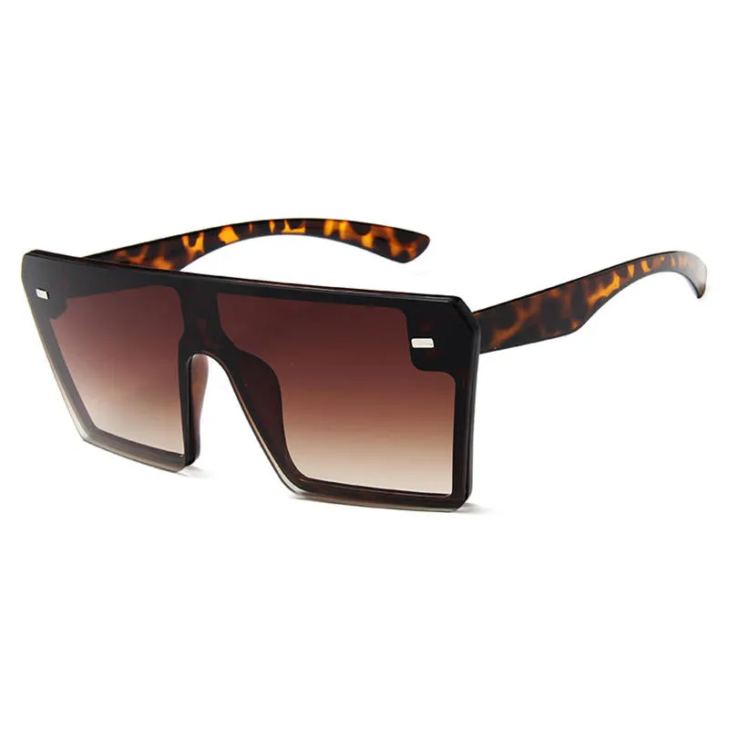 Female Big Box Colorful Mercury Sunglasses Retro Square Personality Sunglasses Conjoined Metering Goggles