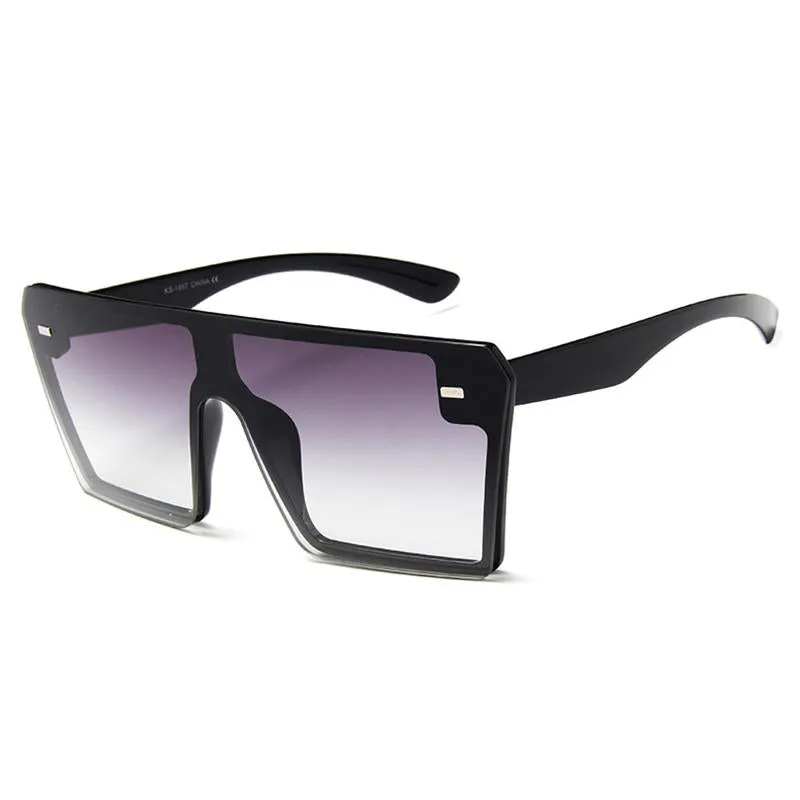 Female Big Box Colorful Mercury Sunglasses Retro Square Personality Sunglasses Conjoined Metering Goggles
