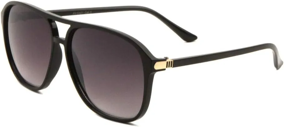 Flat Top & Lens Thin Temple Modern Rounded Aviator Sunglasses