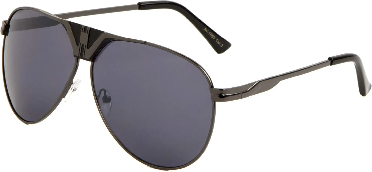 Flat Top Shield Bridge Round Aviator Sunglasses