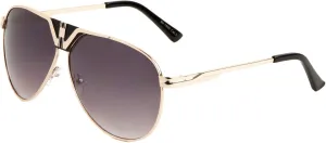Flat Top Shield Bridge Round Aviator Sunglasses