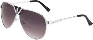 Flat Top Shield Bridge Round Aviator Sunglasses