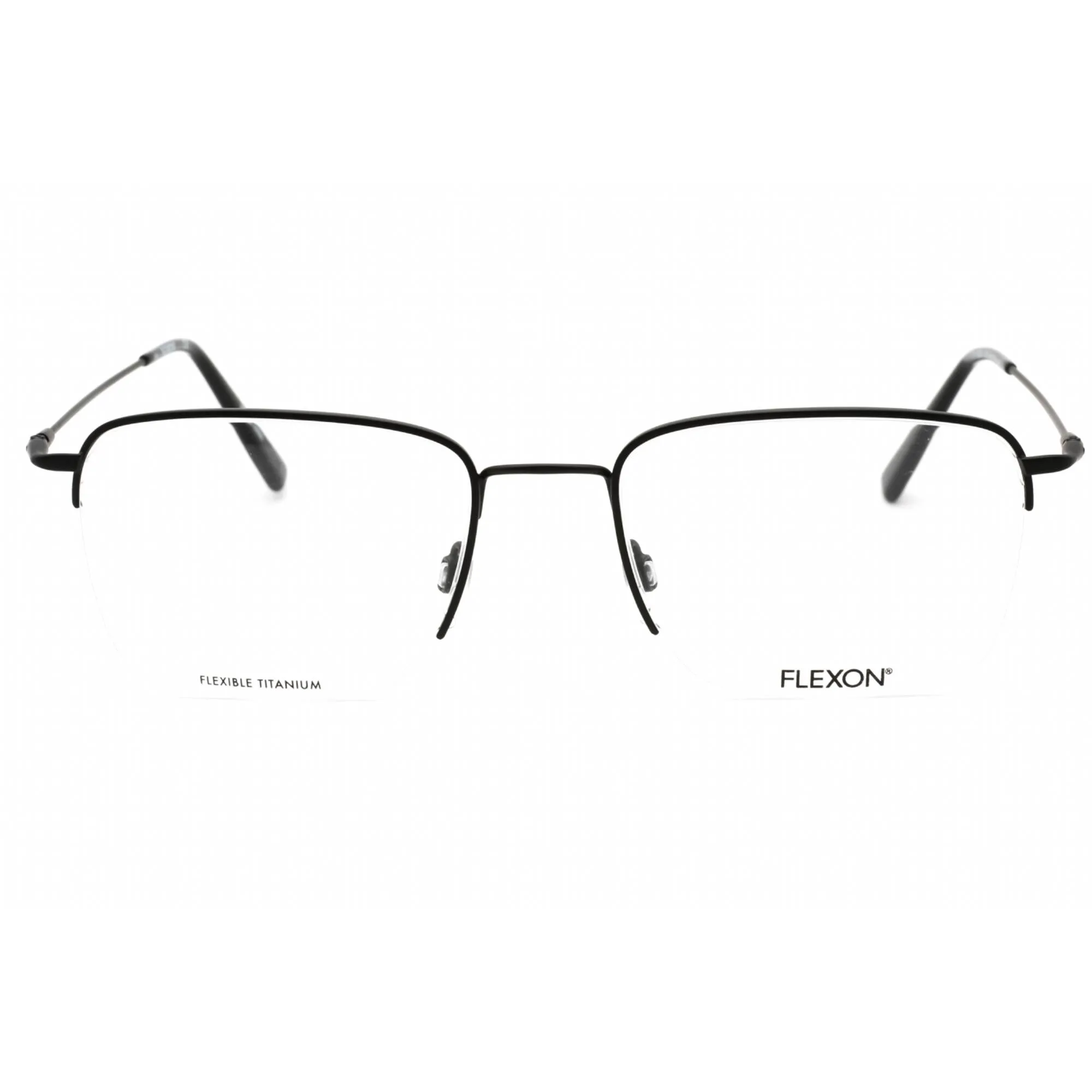 Flexon Men's Eyeglasses - Black Metal Rectangular Half Rim Frame | FLEXON H6041 001
