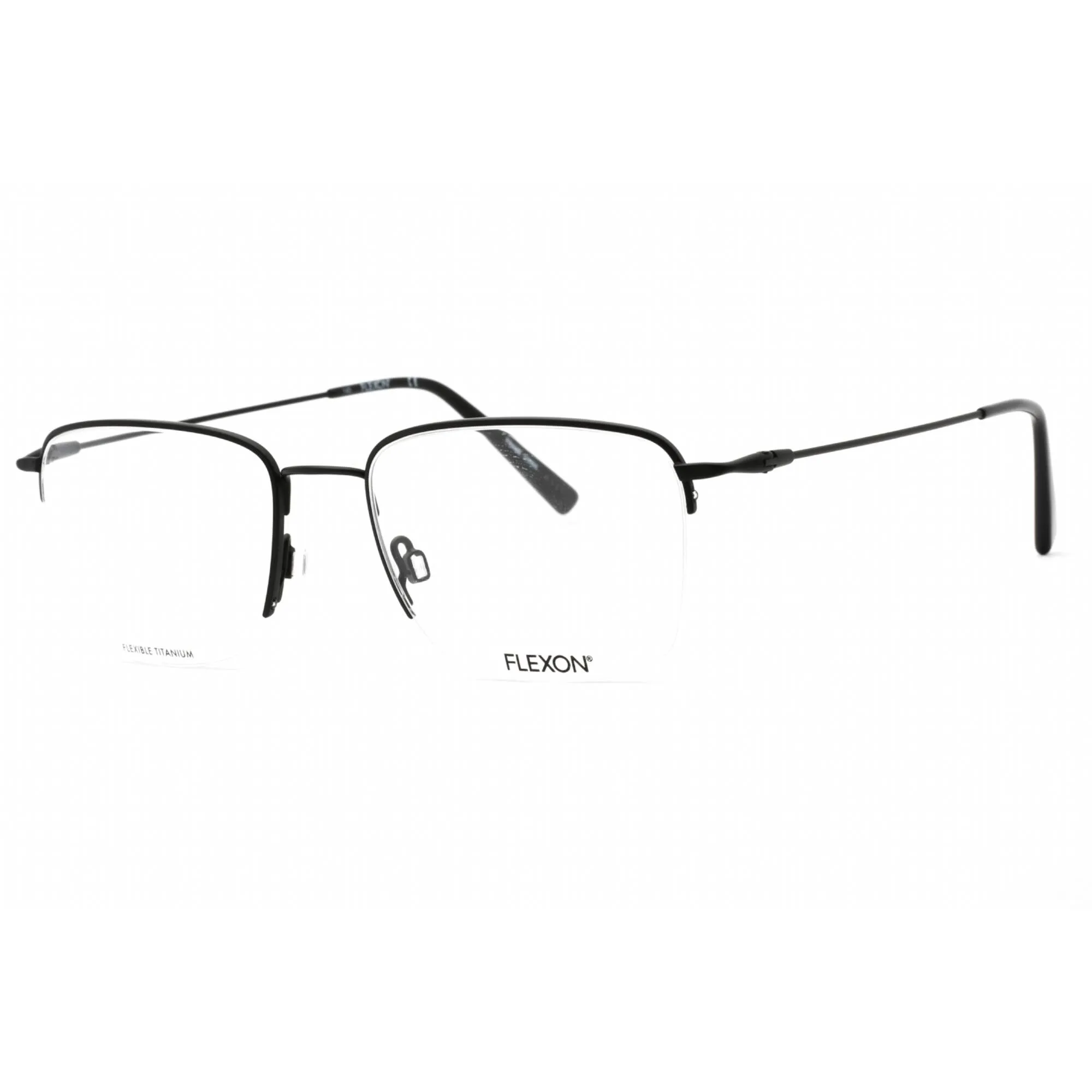 Flexon Men's Eyeglasses - Black Metal Rectangular Half Rim Frame | FLEXON H6041 001