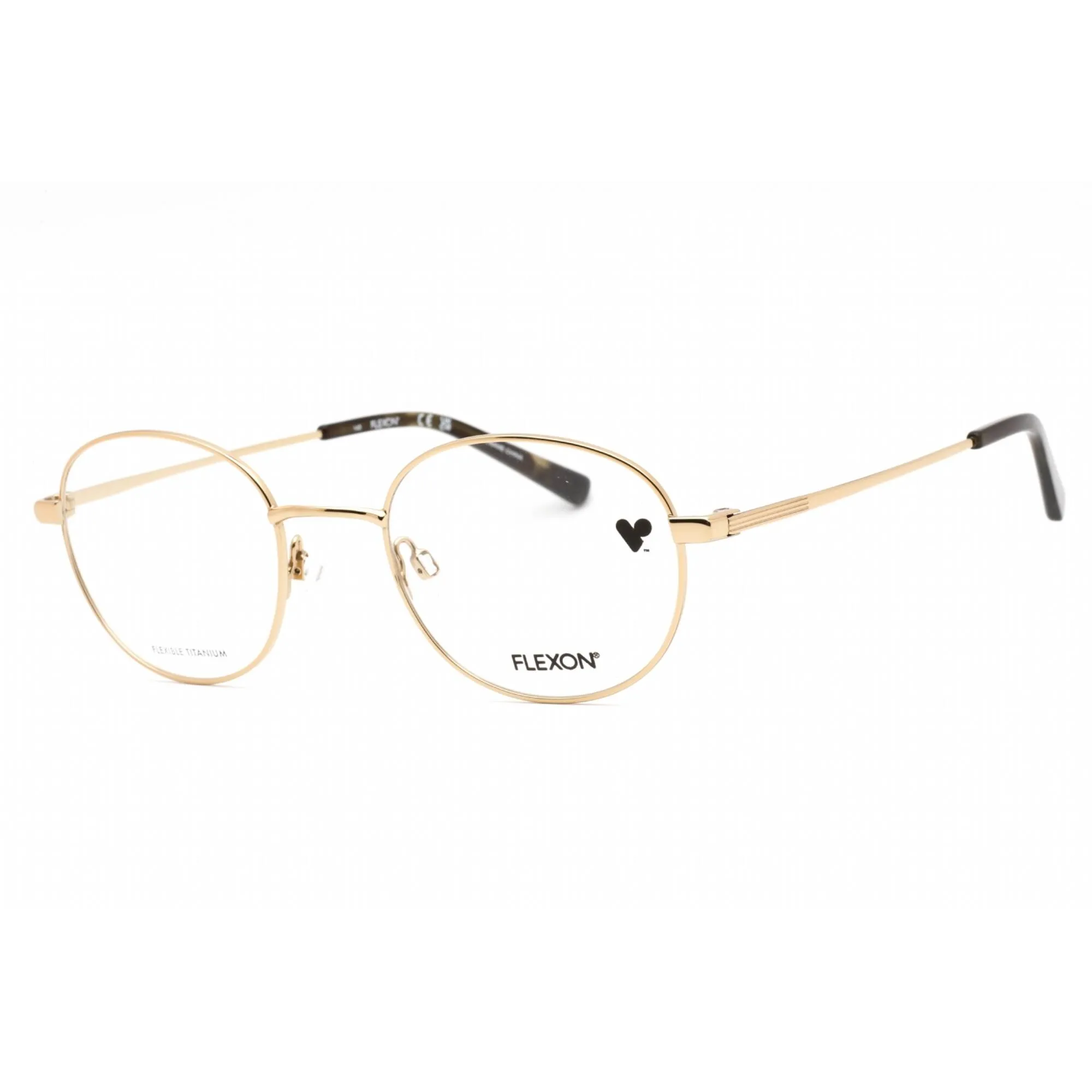 Flexon Men's Eyeglasses - Gold Metal Full Rim Round 48mm Frame | FLEXON H6059 710