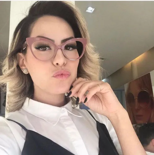 Floral Pink Cat Eye Clear Vintage Style Glasses
