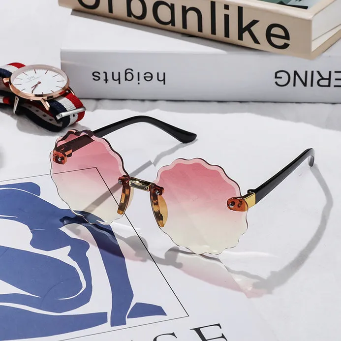 Flower Round  Dual Golden Shade Sun Glasses 9208
