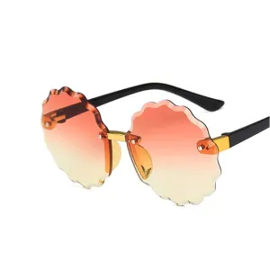 Flower Round  Dual Golden Shade Sun Glasses 9208