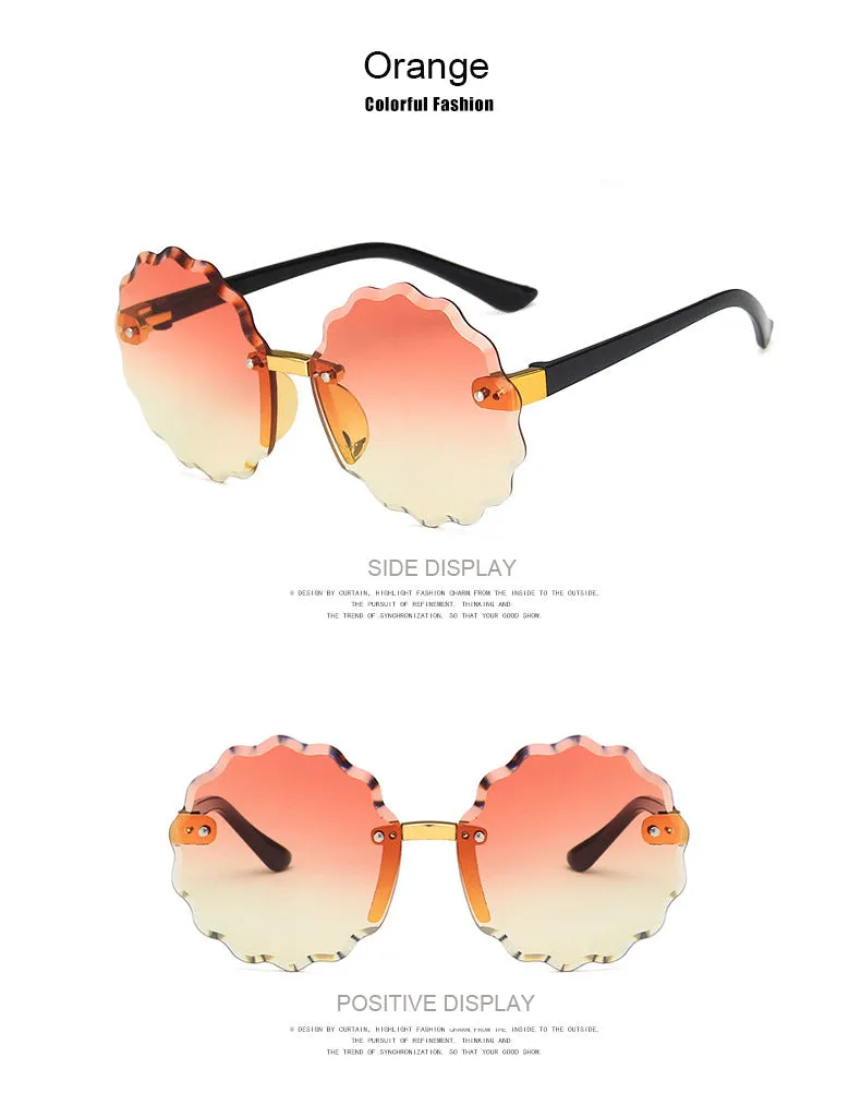 Flower Round  Dual Golden Shade Sun Glasses 9208