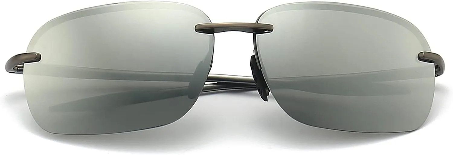 FONHCOO Polarized Sports Sunglasses UV Protection for Men Women Rimless Frame for Cycling Fishing Driving