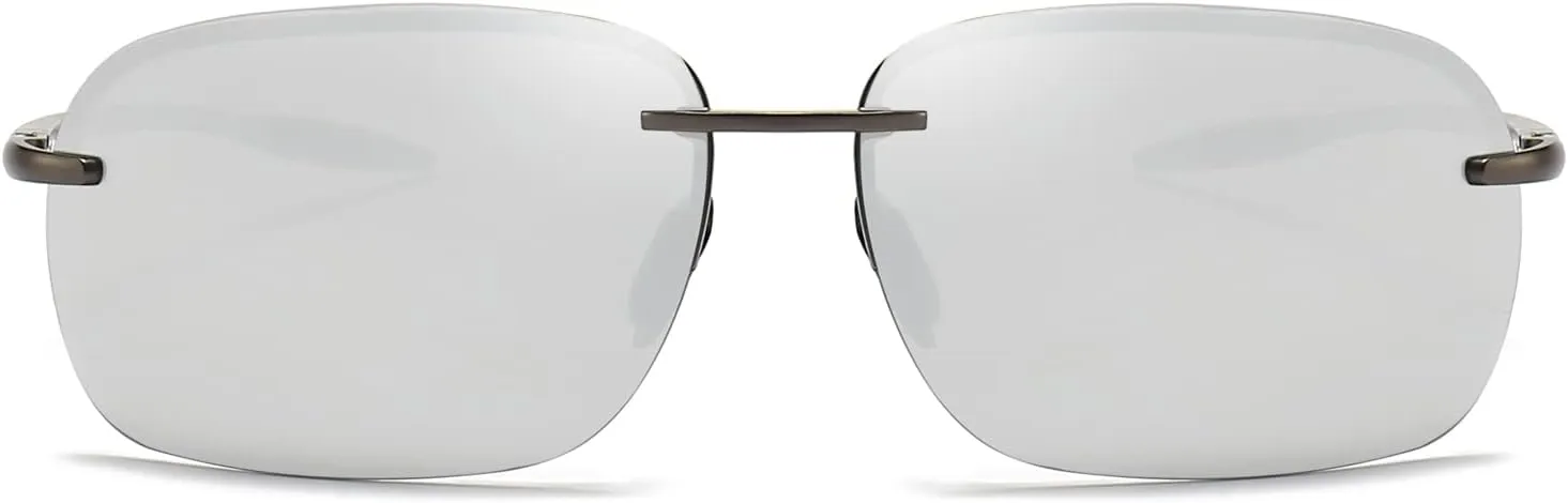 FONHCOO Polarized Sports Sunglasses UV Protection for Men Women Rimless Frame for Cycling Fishing Driving