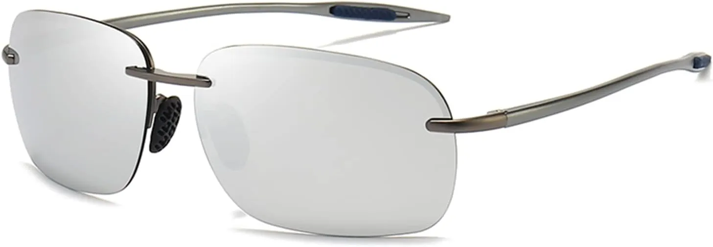 FONHCOO Polarized Sports Sunglasses UV Protection for Men Women Rimless Frame for Cycling Fishing Driving