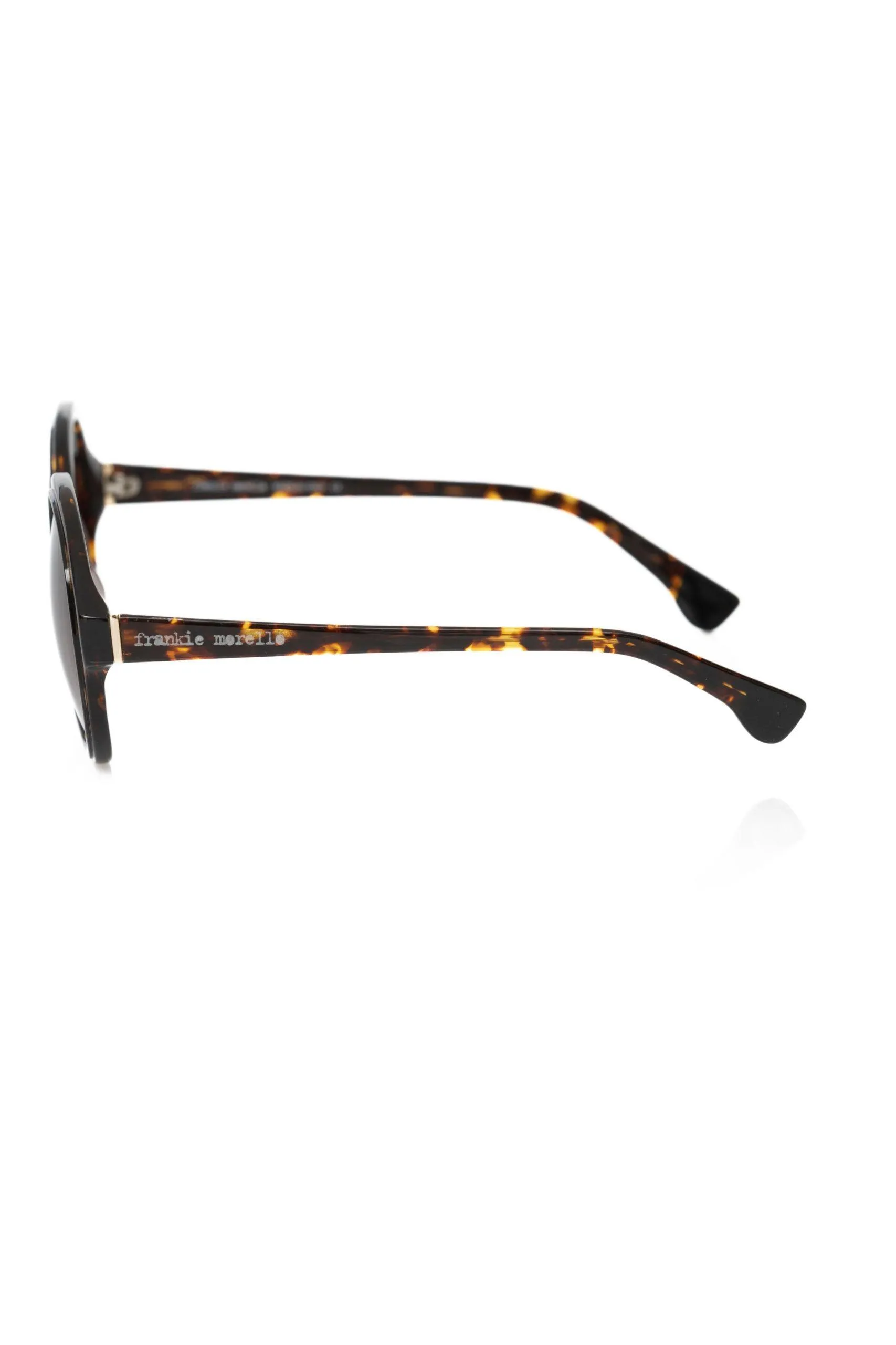 Frankie Morello Black Turtle Pattern Round Sunglasses