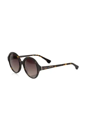 Frankie Morello Black Turtle Pattern Round Sunglasses