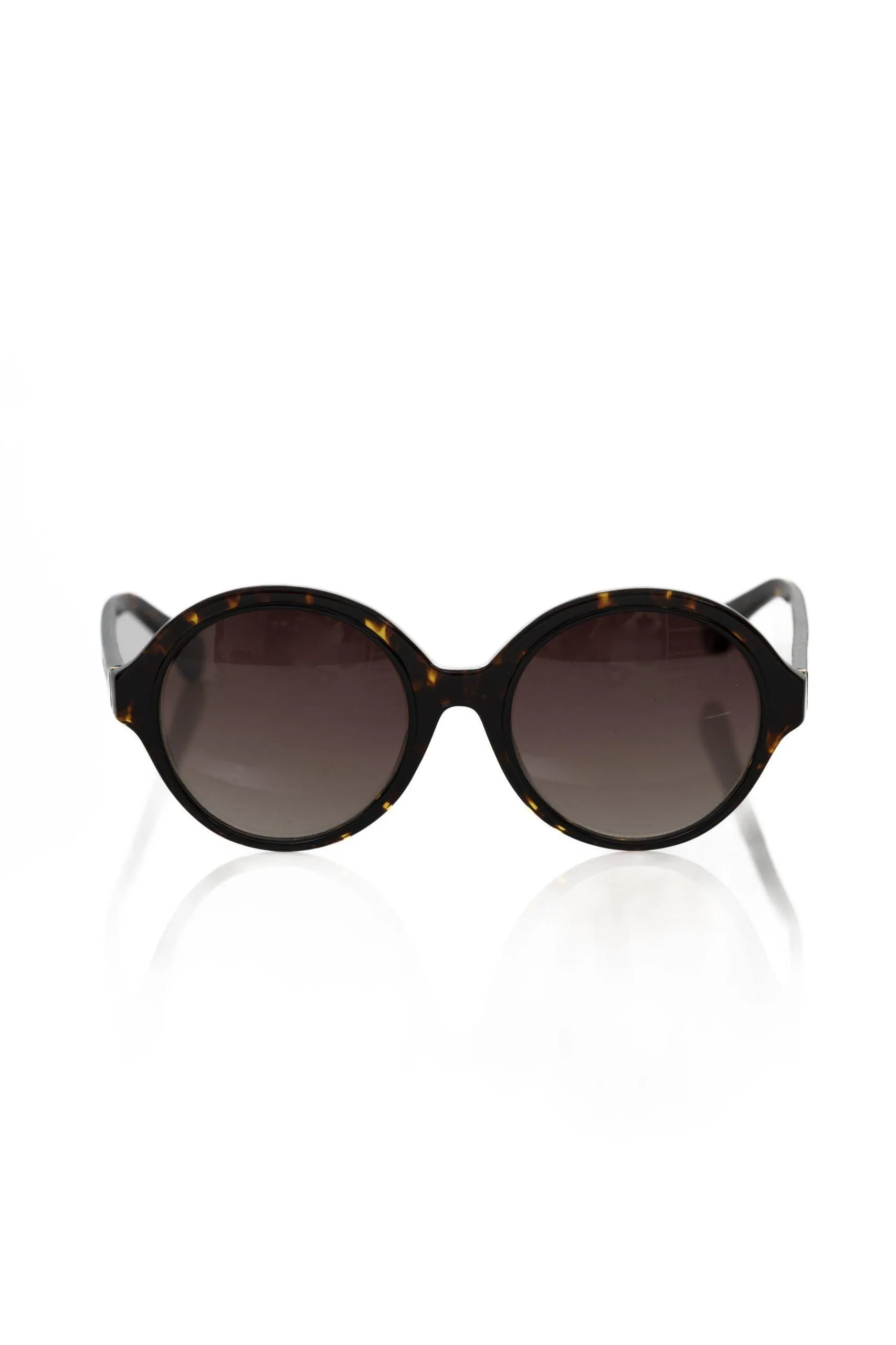 Frankie Morello Black Turtle Pattern Round Sunglasses