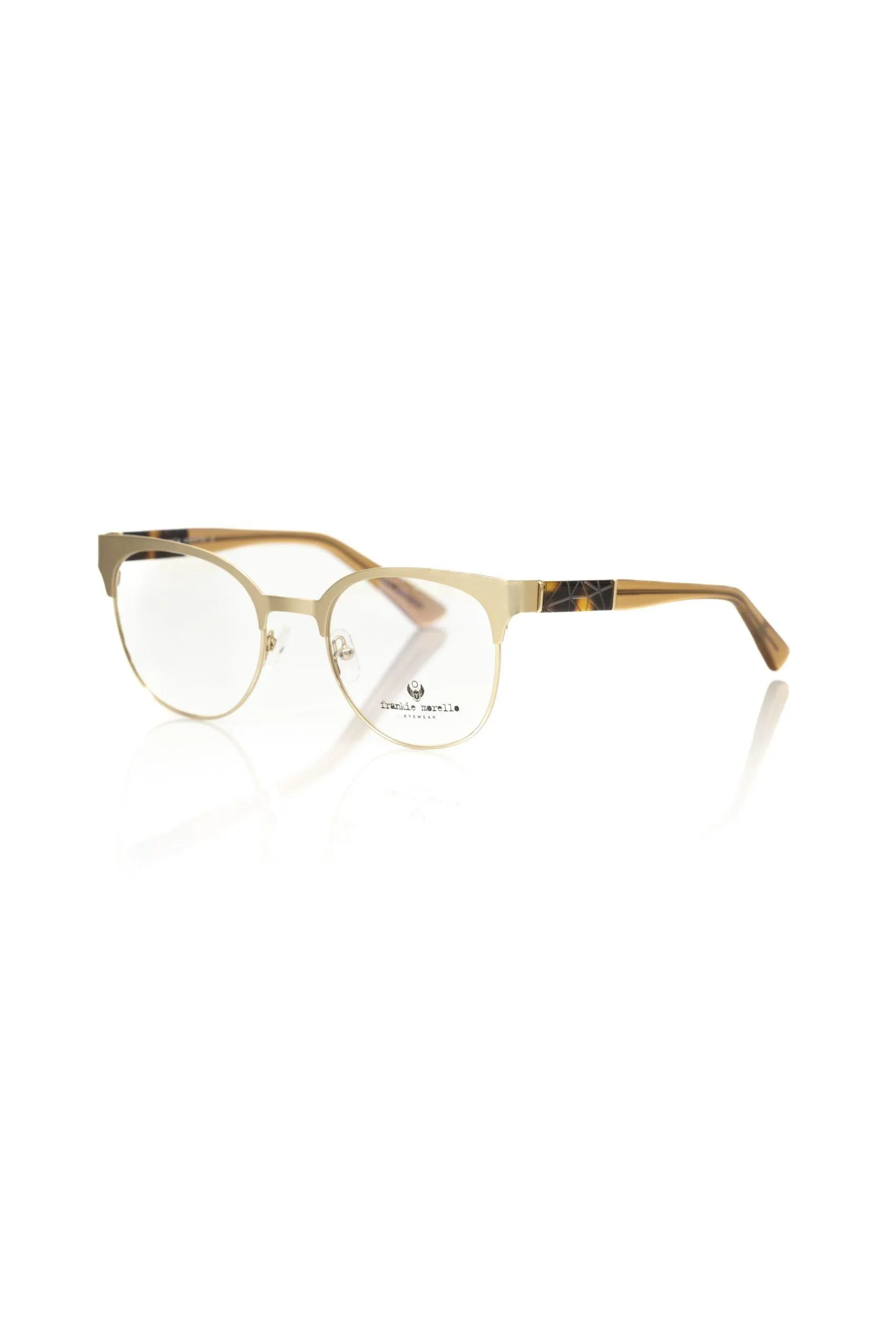 Frankie Morello Gold Geometric Clubmaster Eyeglasses