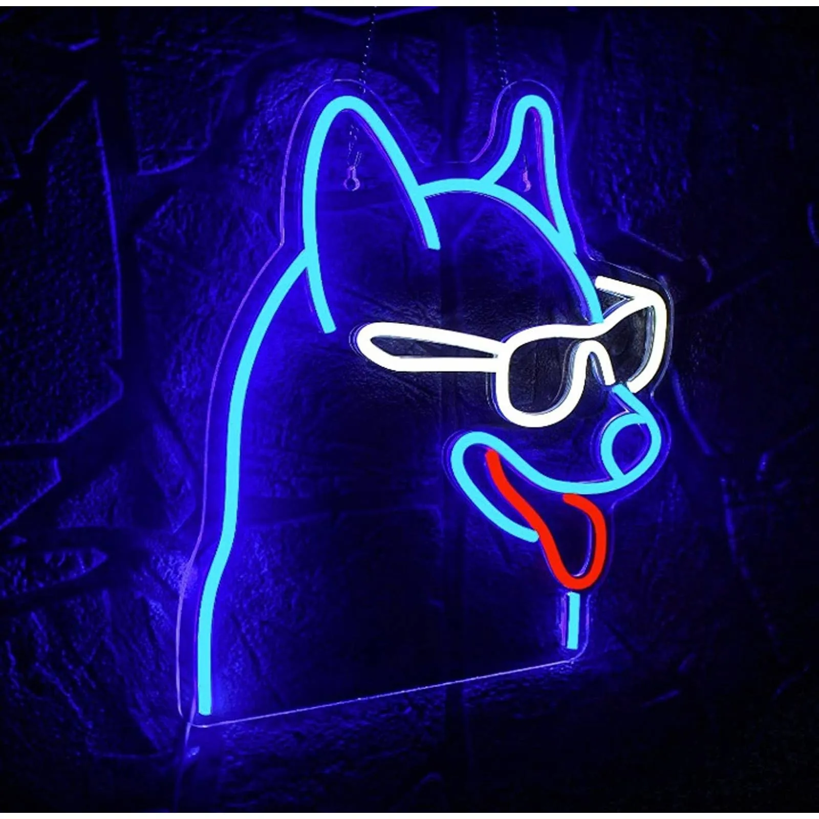 Fun Bright Blue Corgi Puppy Dog in Sun Glasses LED Night Light Room Wall Decor