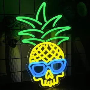 Fun Bright Vivid Unique Skeleton Skull Pineapple Fruit Head Sunglass LED Light