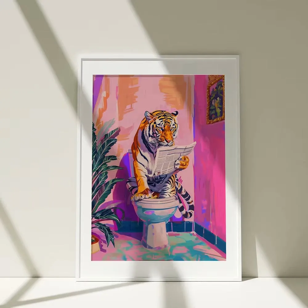 Funny Jungle Tiger Bathroom Poster