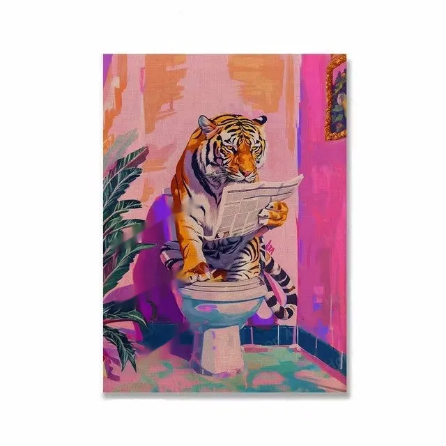 Funny Jungle Tiger Bathroom Poster