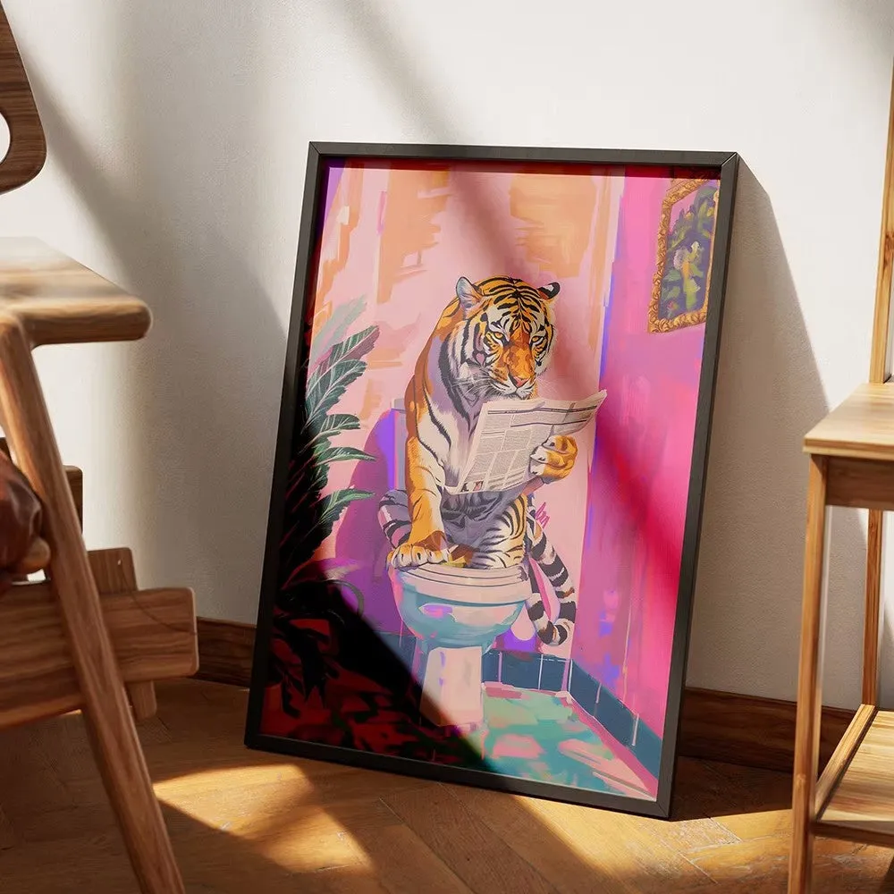 Funny Jungle Tiger Bathroom Poster