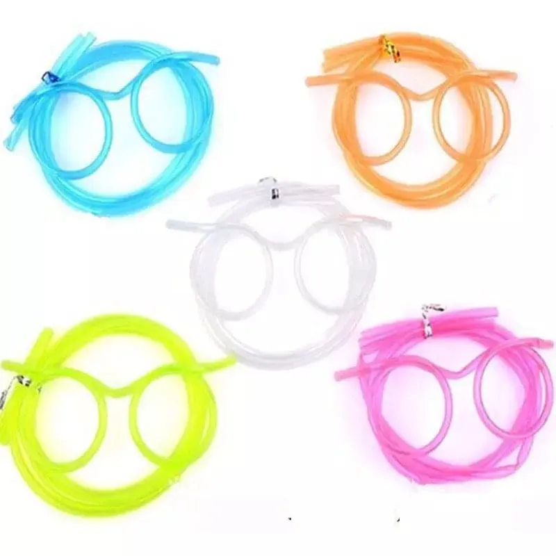 Funny Soft Flexible Straw Glasses, Plastic Drinking Straws, Crazy Fun Loop Straws, Unique Drinking Tube, Flexible Soft Drink Eyeglasses, Crazy Funky Drinking Tube For Party Supplies