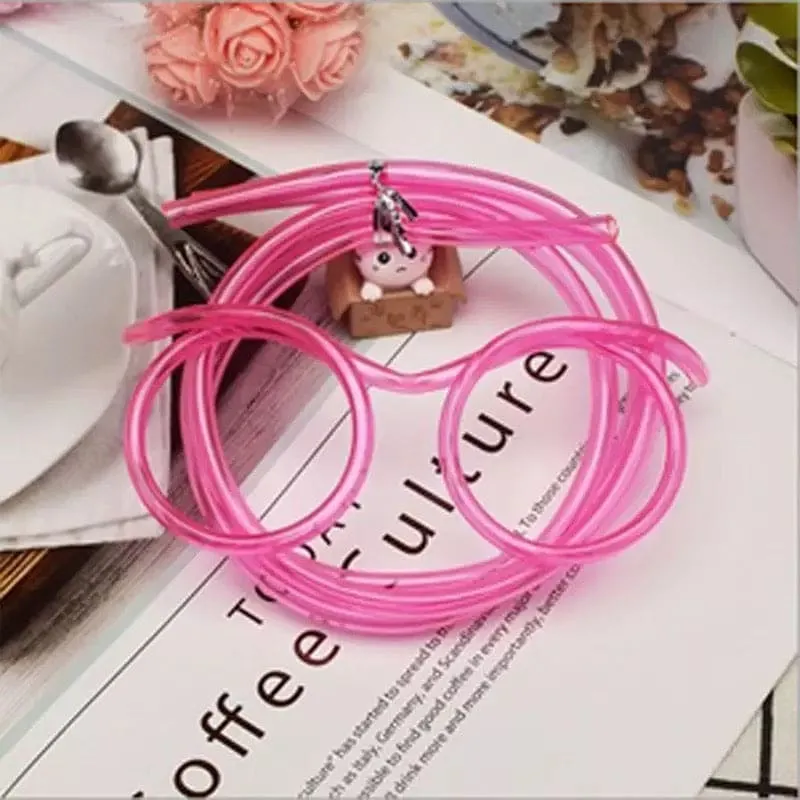 Funny Soft Flexible Straw Glasses, Plastic Drinking Straws, Crazy Fun Loop Straws, Unique Drinking Tube, Flexible Soft Drink Eyeglasses, Crazy Funky Drinking Tube For Party Supplies