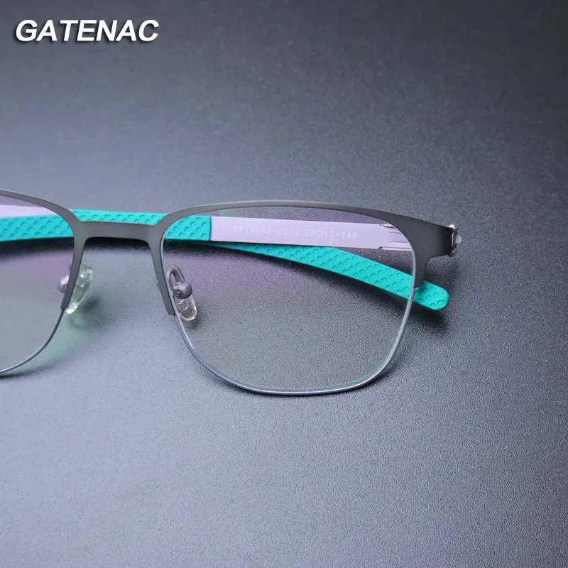 Gatenac Mens Full Rim Square Titanium Eyeglasses t1