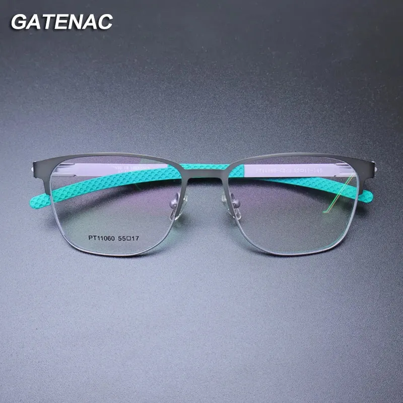 Gatenac Mens Full Rim Square Titanium Eyeglasses t1