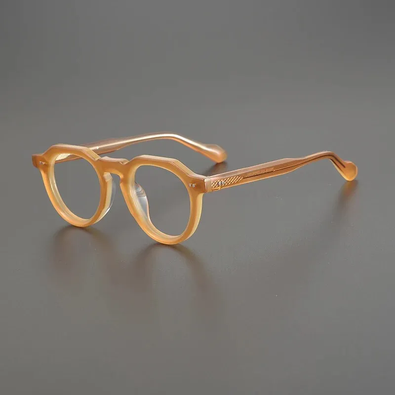 Gatenac Unisex Full Rim Flat Top Round Acetate Eyeglasses Gxyj1141