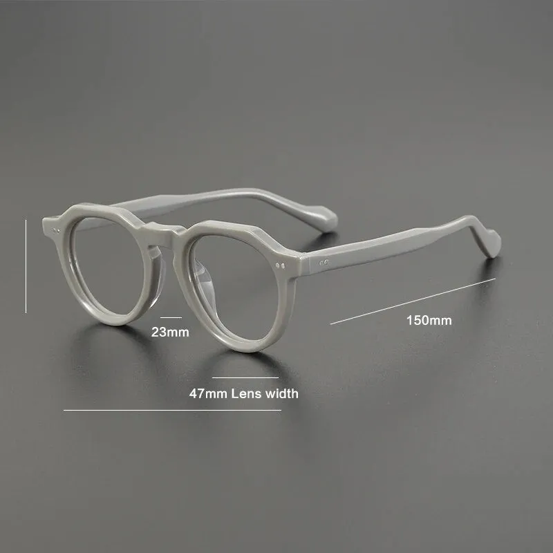 Gatenac Unisex Full Rim Flat Top Round Acetate Eyeglasses Gxyj1141