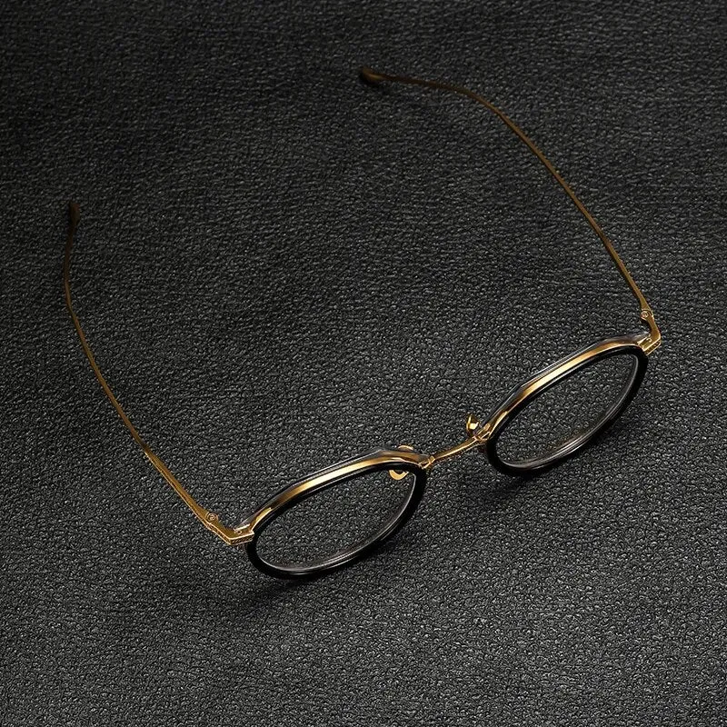 Gatenac Unisex Full Rim Flat Top Round Titanium Acetate Eyeglasses Gxyj1140