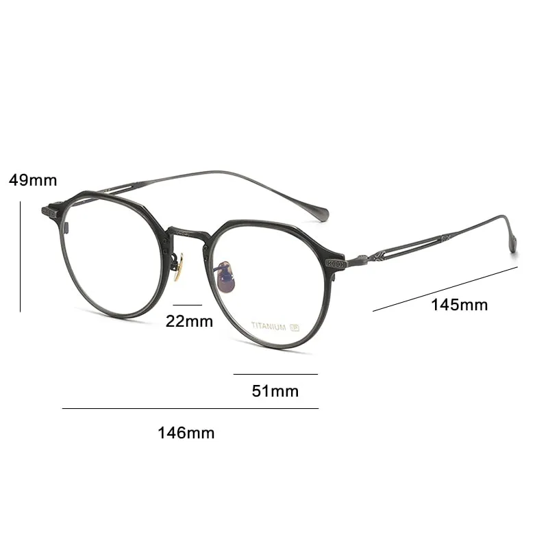 Gatenac Unisex Full Rim Flat Top Round Titanium Eyeglasses Gxyj1092