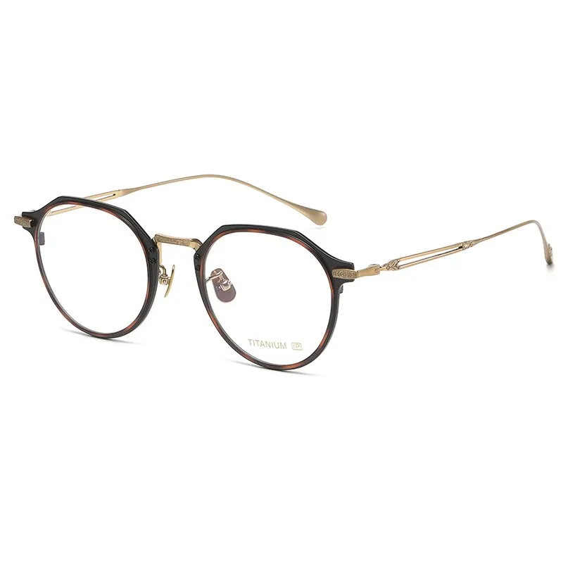 Gatenac Unisex Full Rim Flat Top Round Titanium Eyeglasses Gxyj1092