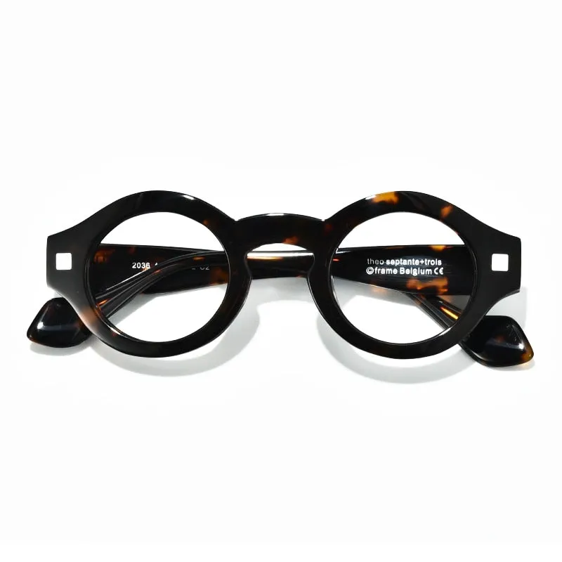Gatenac Unisex Full Rim Irregular Round Acetate Eyeglasses Gxyj1007