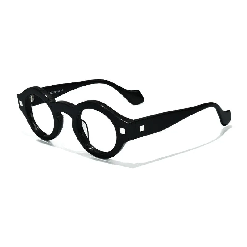 Gatenac Unisex Full Rim Irregular Round Acetate Eyeglasses Gxyj1007