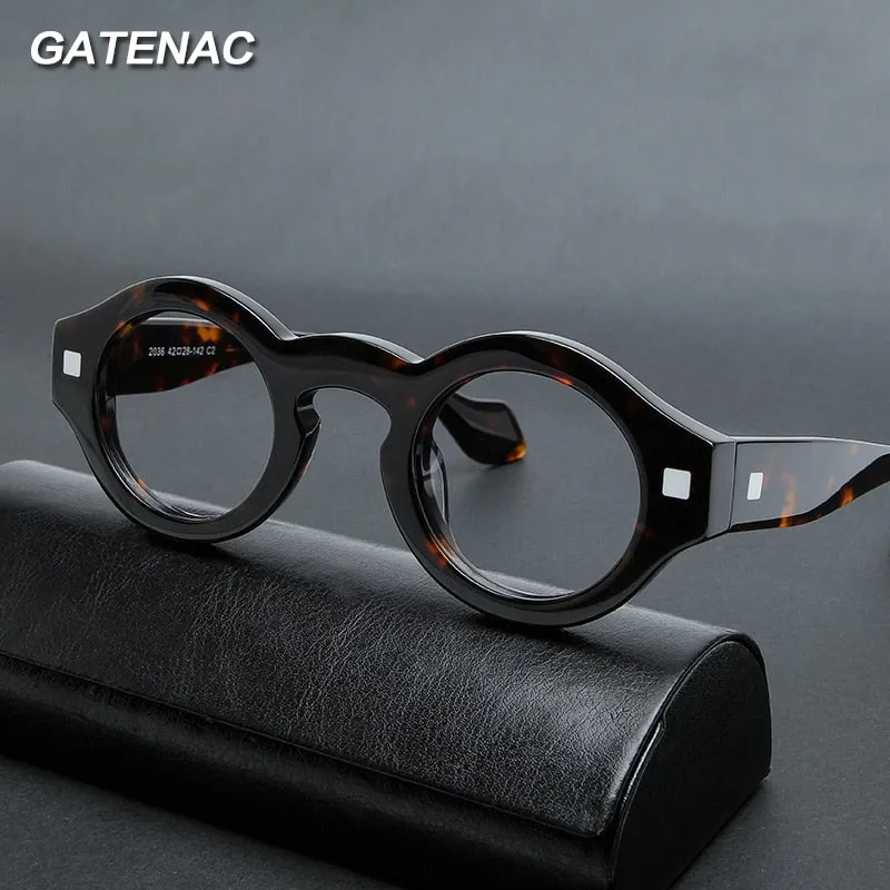 Gatenac Unisex Full Rim Irregular Round Acetate Eyeglasses Gxyj1007