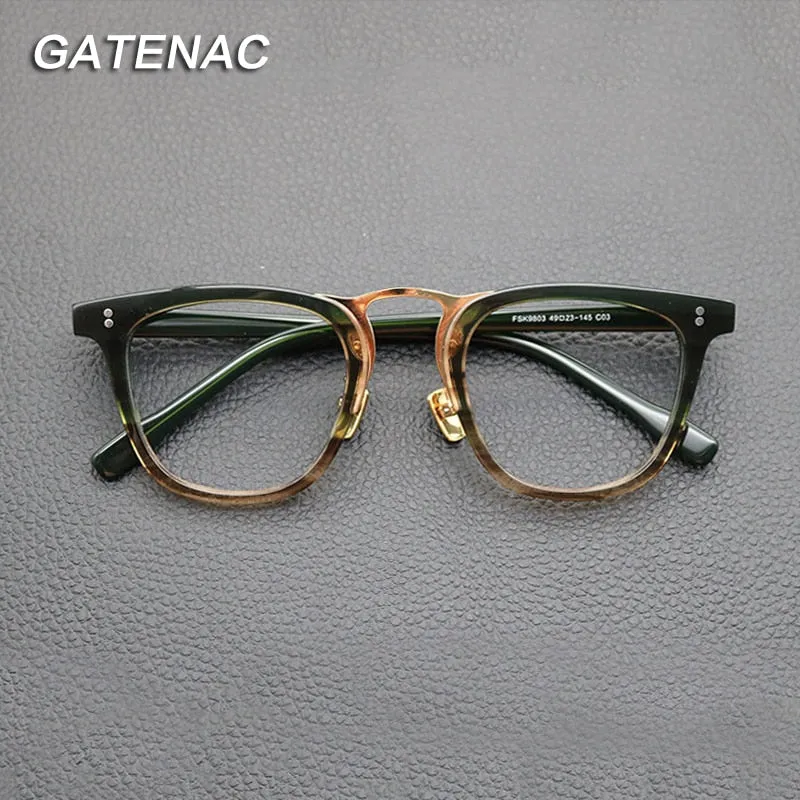 Gatenac Unisex Full Rim Oval Square Acetate Eyeglasses Gxyj843