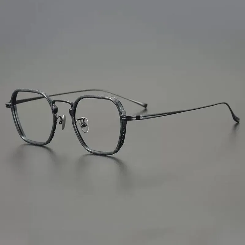 Gatenac Unisex Full Rim Polygon Square Titanium Eyeglasses Gxyj889