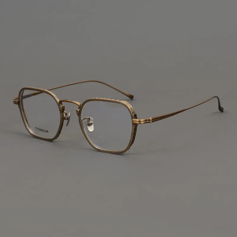 Gatenac Unisex Full Rim Polygon Square Titanium Eyeglasses Gxyj889