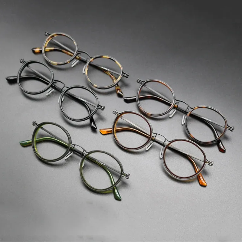 Gatenac Unisex Full Rim Round Acetate Eyeglasses Gxyj1196