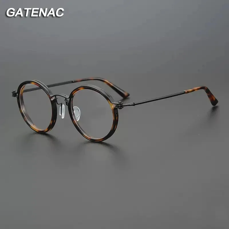 Gatenac Unisex Full Rim Round Acetate Eyeglasses Gxyj1196