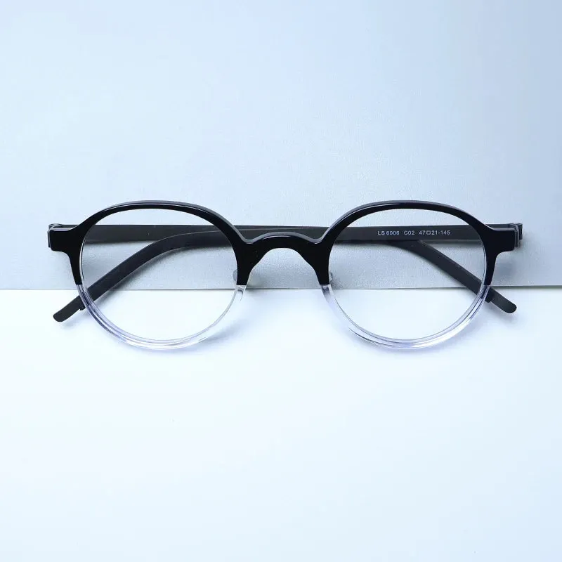 Gatenac Unisex Full Rim Round Screwless Acetate Eyeglasses Gxyj1452