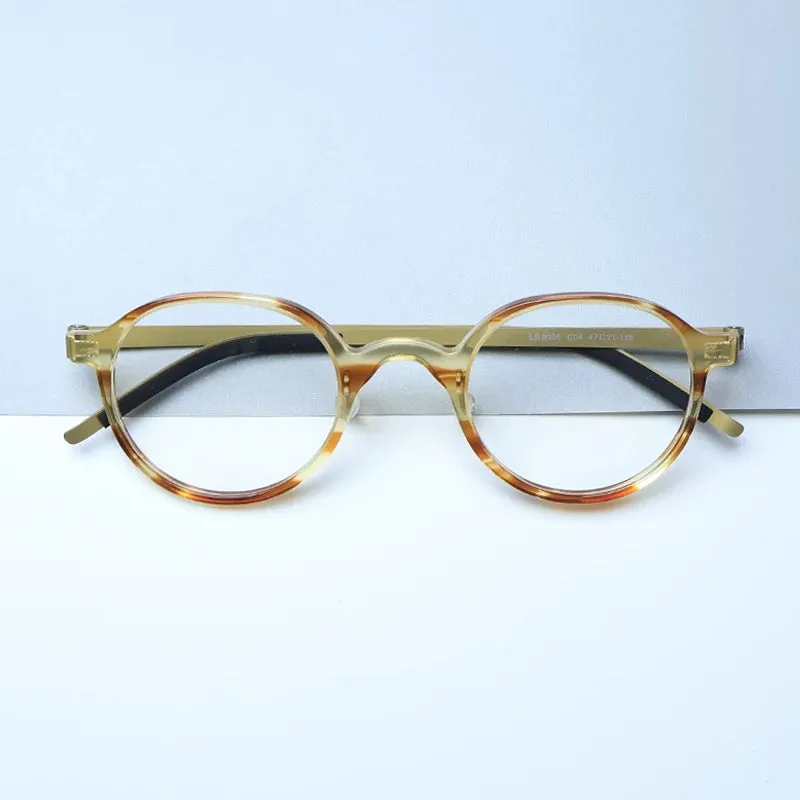 Gatenac Unisex Full Rim Round Screwless Acetate Eyeglasses Gxyj1452