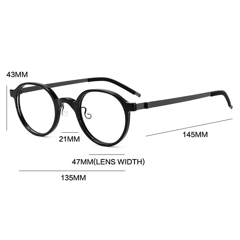 Gatenac Unisex Full Rim Round Screwless Acetate Eyeglasses Gxyj1452